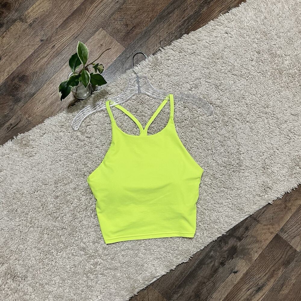 Old Navy Size Medium Neon Yellow Light Support Powersoft Crop Tank Sports Bra